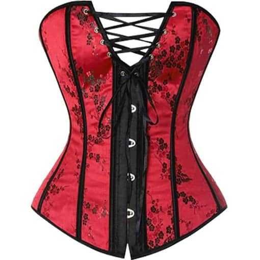 Floral Overbust Bustier Corset Red