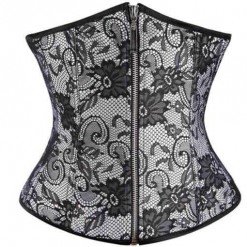 Floral Frontal Zipper Underbust Corset