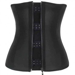 Latex Front Zipper Waist Training Cincher 9 Spiral Boned