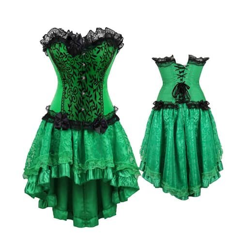 Cosplay Women Emerald Green Corset Dress