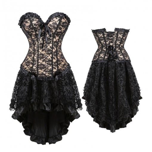 Bow Lace Plus Size Steampunk Corset Dress