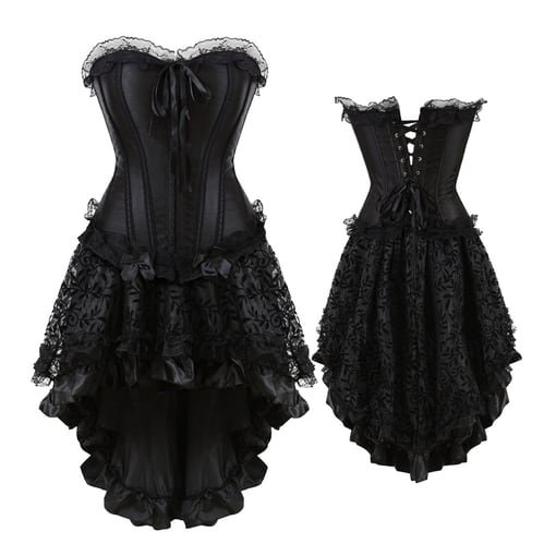 Gothic Vintage Women Black Corset Dress