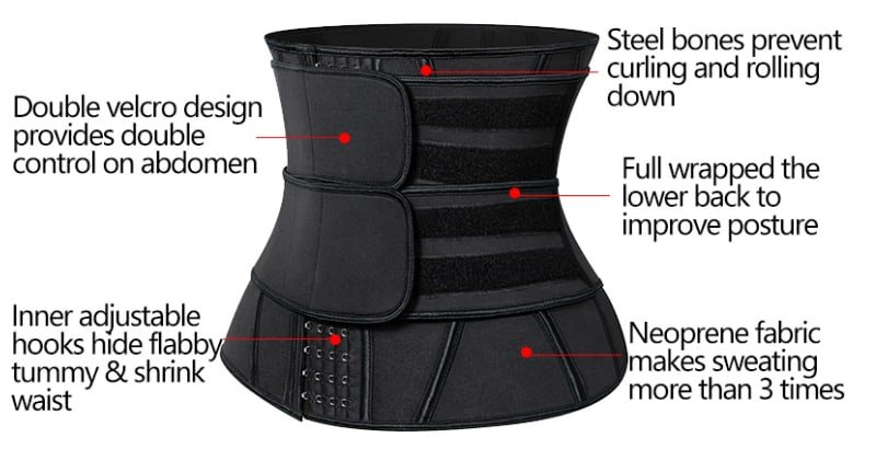 Women Adjustable Double Band Velcro Waist Trainer