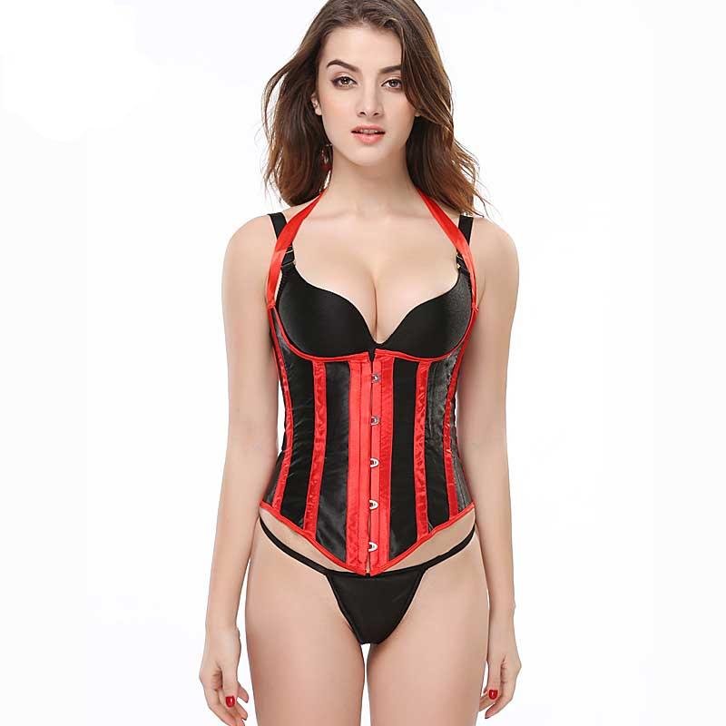 Underbust Corset Fashion Striped Halterneck Design