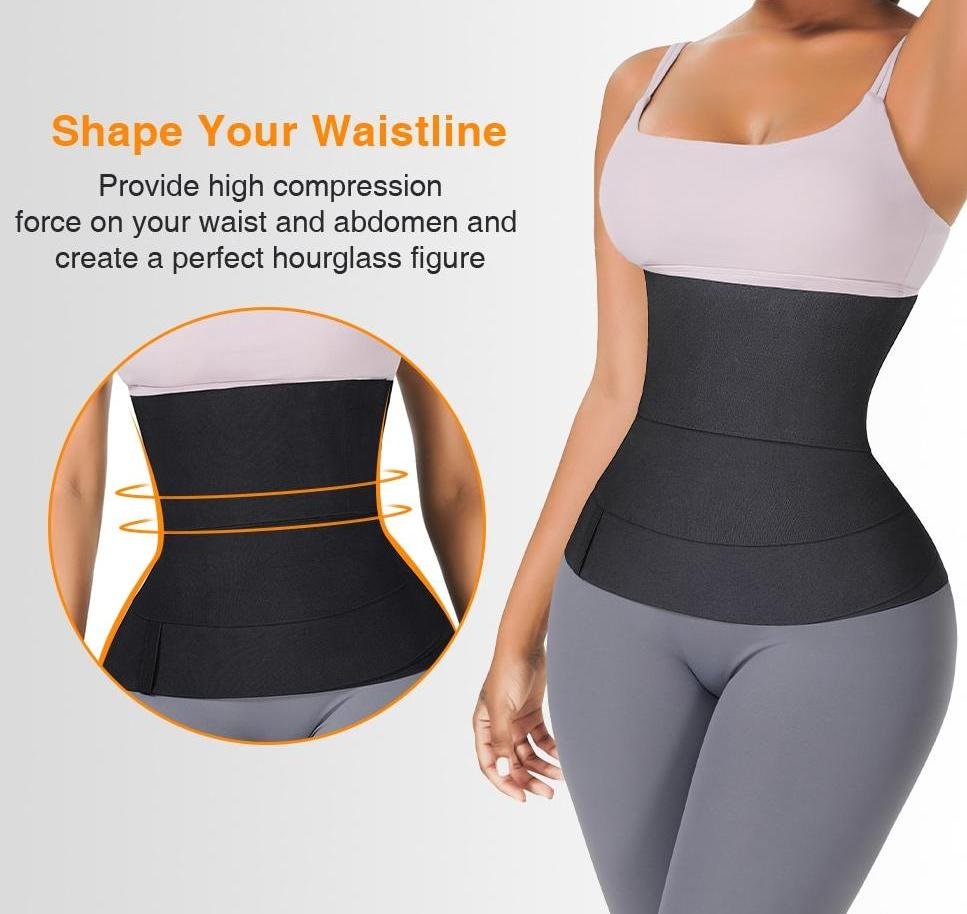 MERRIN Snatch Me Up Bandage Wrap Body Shaper Corset Tummy Shape wear Belt  Waist Trainer Black