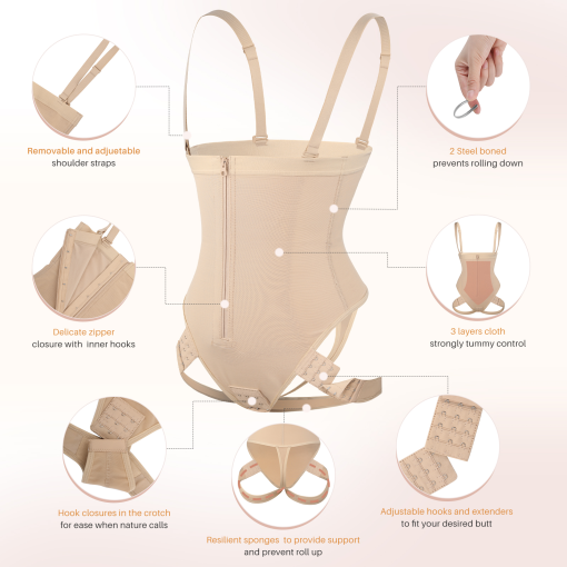 Cuff Tummy Trainer With Zipper & Straps - Image 6