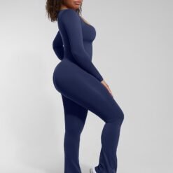 Full Bodysuit Women Long Sleeved One Piece Flared Jumpsuit