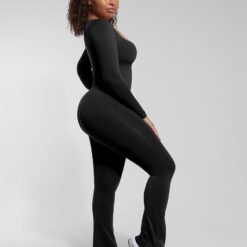 Full Bodysuit Women Long Sleeved One Piece Flared Jumpsuit