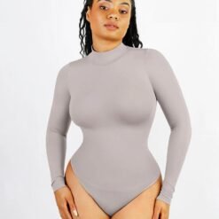 Turtle Neck Long Sleeve Thong Bodysuit