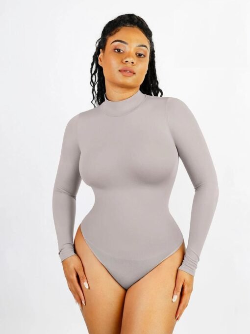 Turtle Neck Long Sleeve Thong Bodysuit