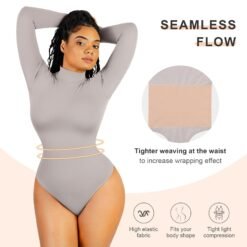 Turtle Neck Long Sleeve Thong Bodysuit