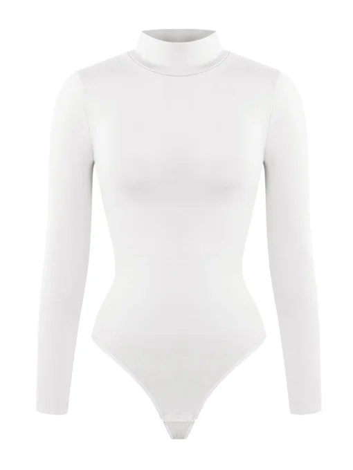 Turtle Neck Long Sleeve Thong Bodysuit
