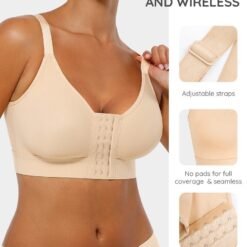 Post Surgery Front Closure Women Seamless Padded Push Up Bra